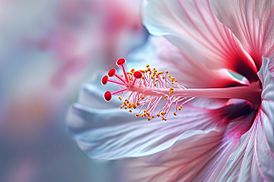 木槿花彩色夏天摄影图