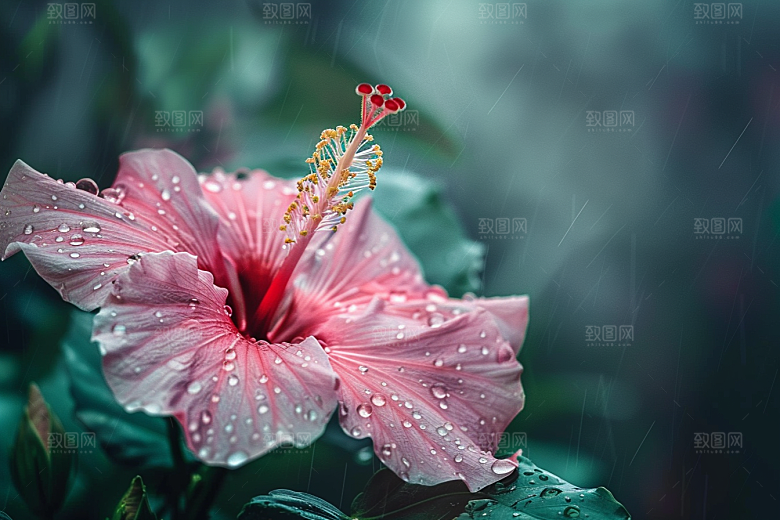 木槿花植物夏季摄影图