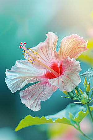 木槿花彩色清新摄影图