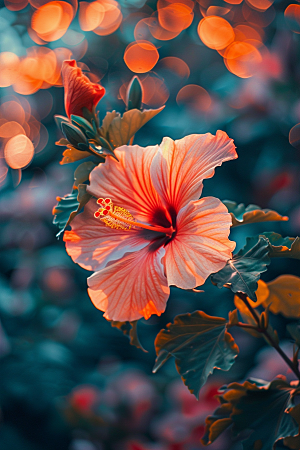 木槿花花卉自然摄影图
