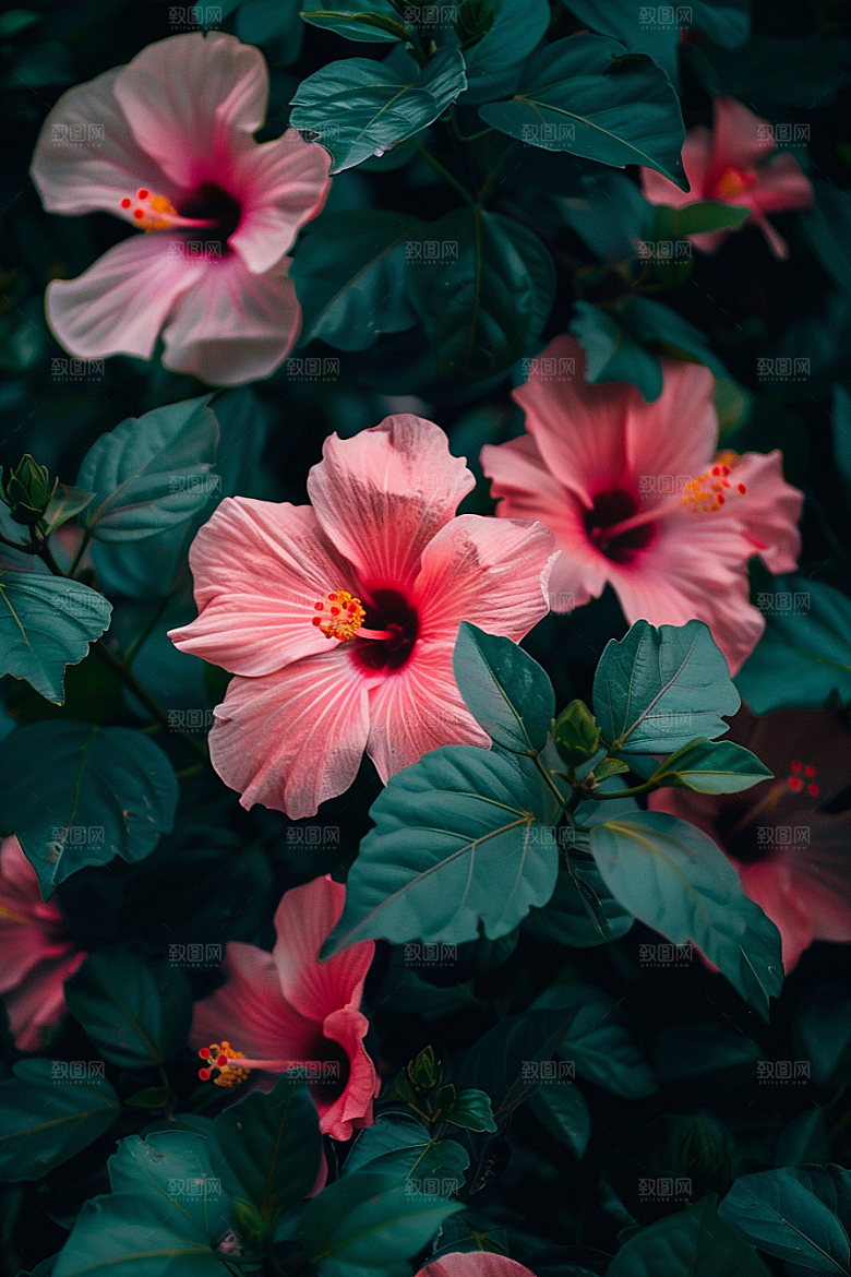 木槿花夏季花卉摄影图