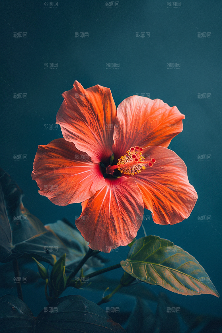木槿花花朵花卉摄影图