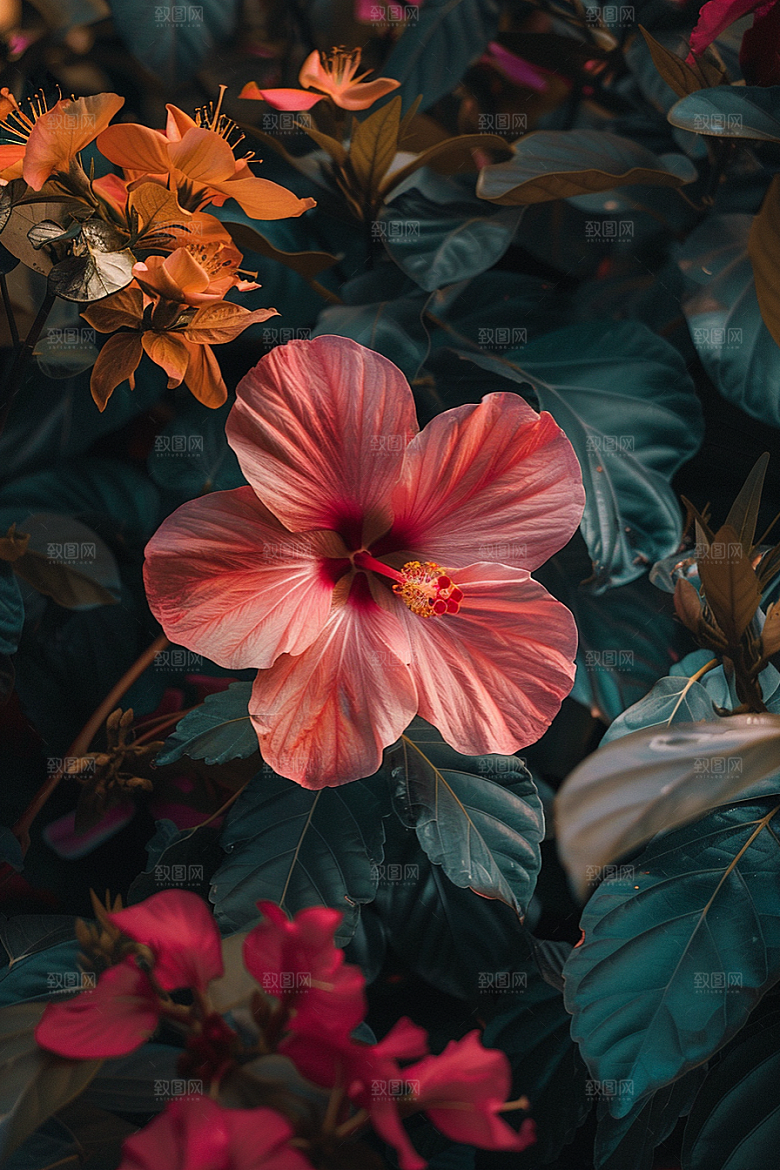 木槿花夏季彩色摄影图
