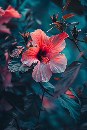 木槿花唯美花卉摄影图