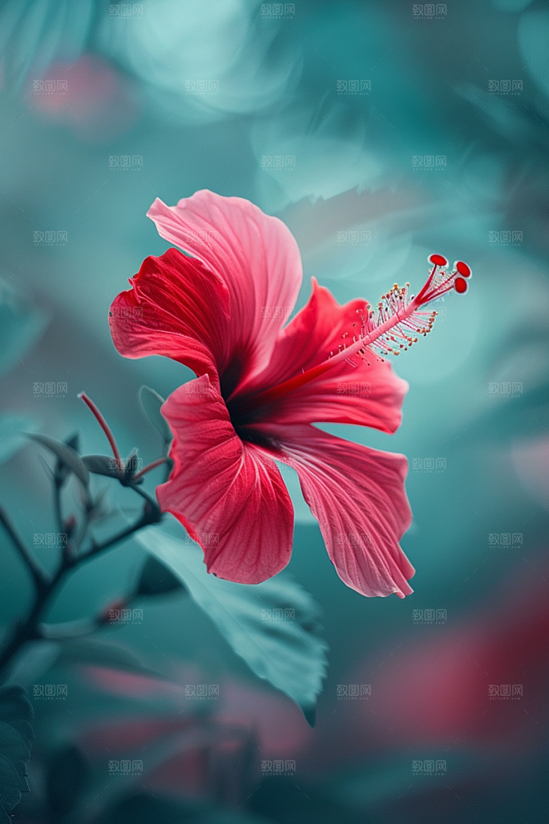 木槿花唯美夏天摄影图
