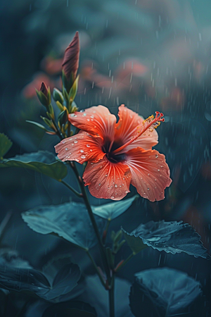 木槿花高清植物摄影图