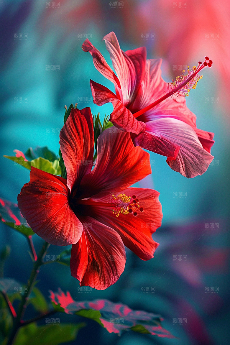 木槿花高清花朵摄影图