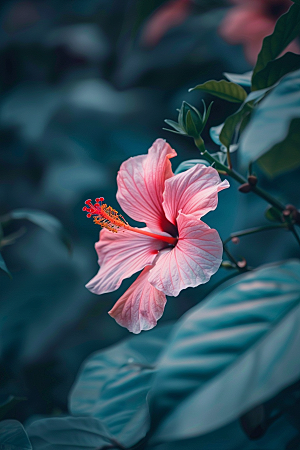 木槿花植物彩色摄影图