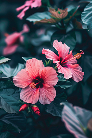 木槿花花朵花卉摄影图
