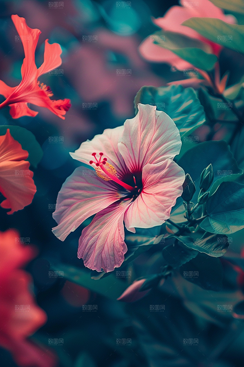 木槿花清新自然摄影图