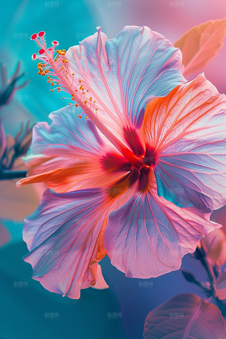 木槿花唯美花朵摄影图