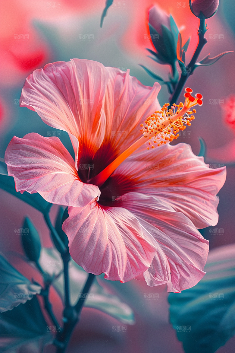 木槿花自然花卉摄影图