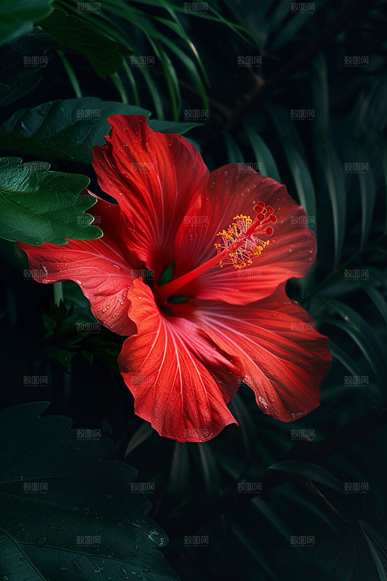 木槿花清新花卉摄影图