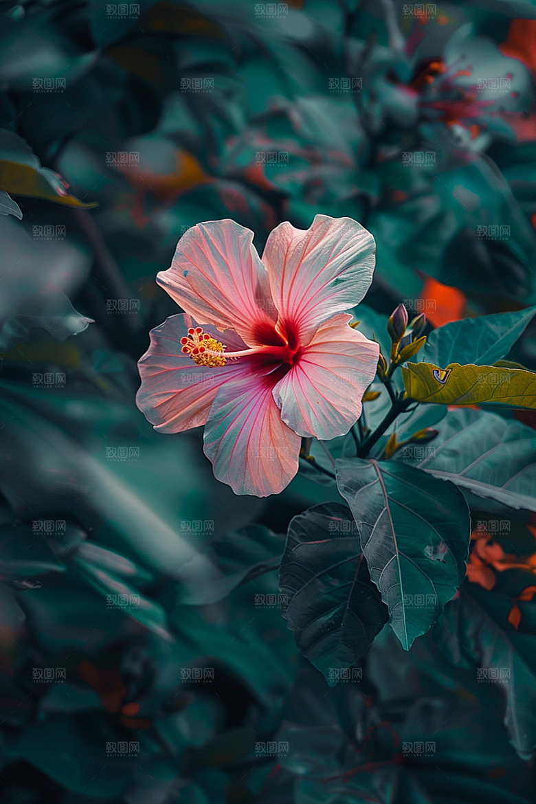 木槿花花朵夏天摄影图