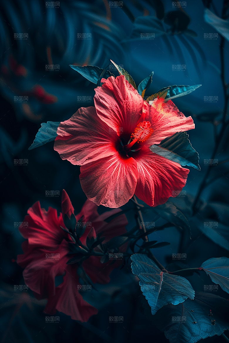 木槿花夏天清新摄影图