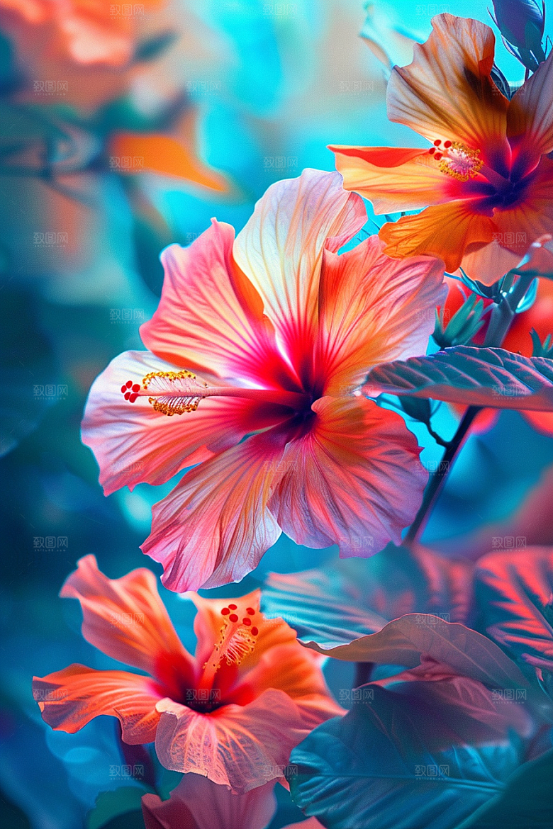 木槿花唯美夏天摄影图