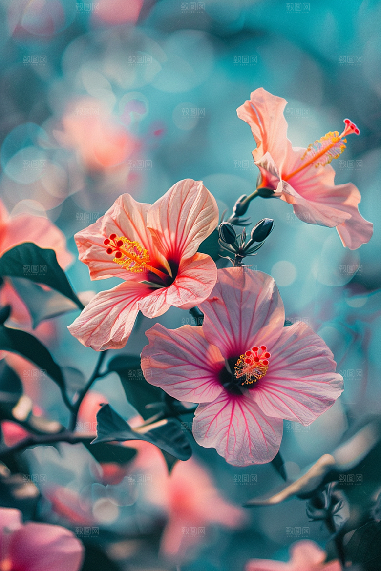 木槿花自然彩色摄影图