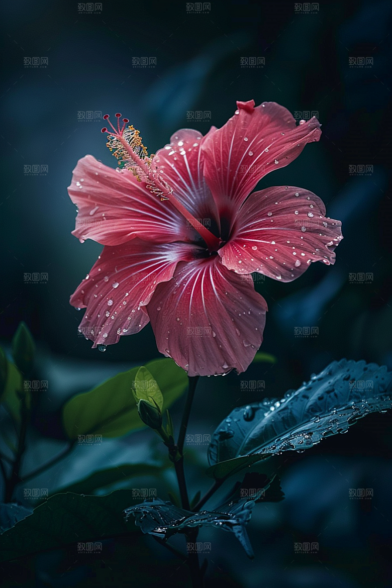 木槿花木棉彩色摄影图
