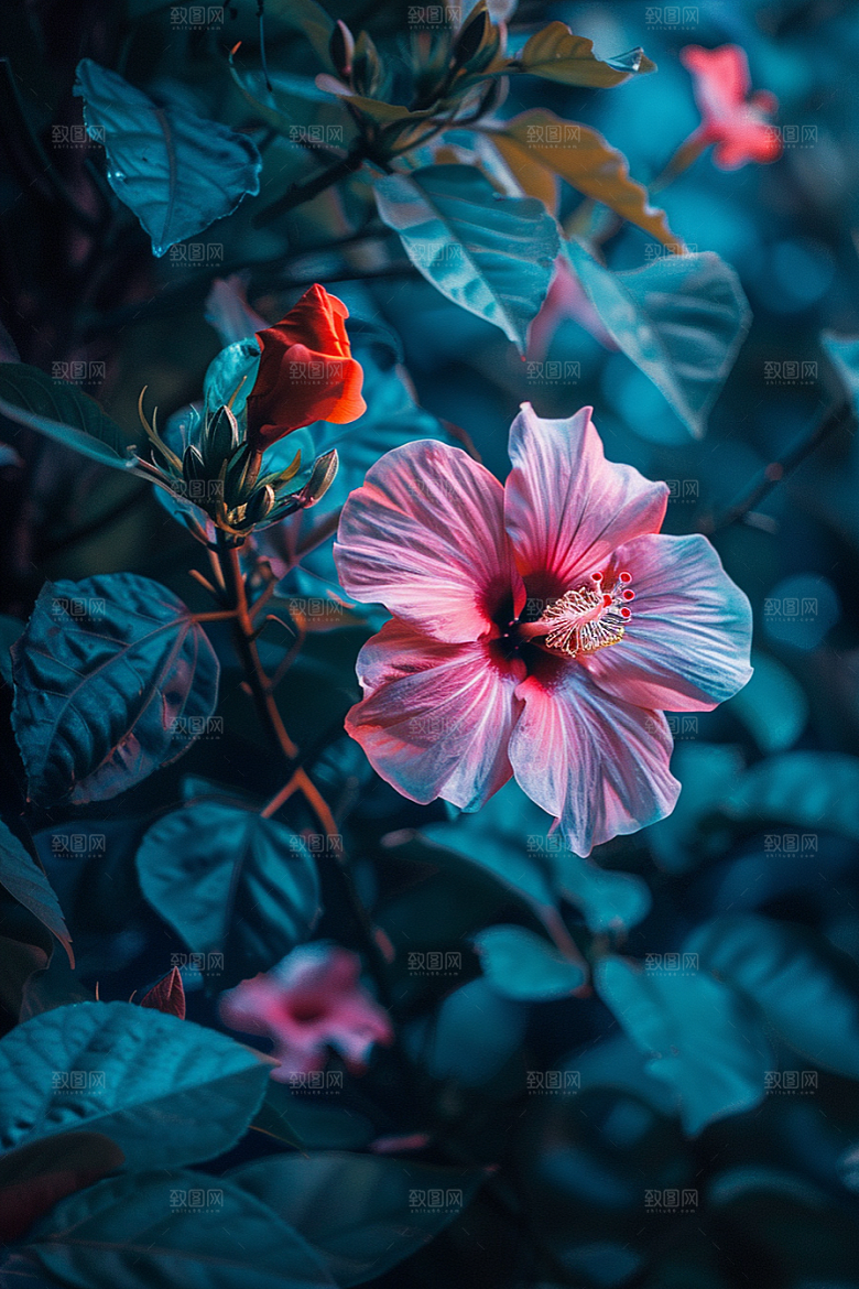木槿花花朵高清摄影图