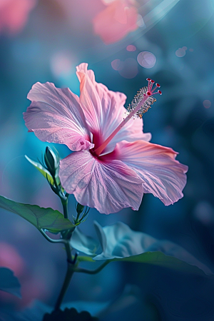 木槿花清新花卉摄影图
