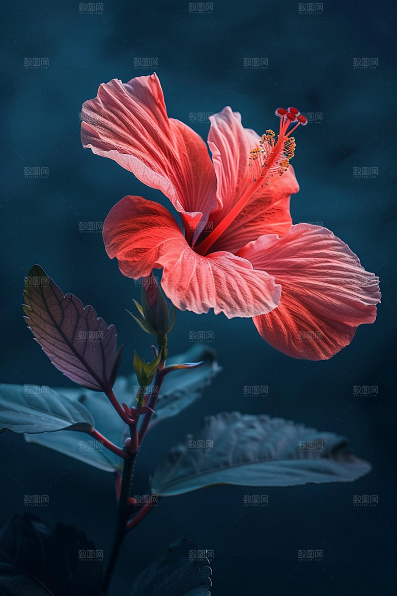 木槿花花朵夏天摄影图