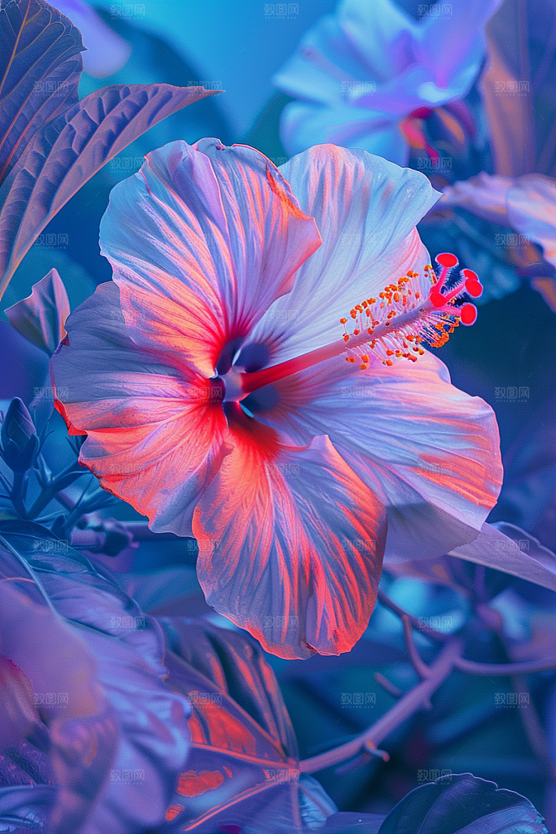 木槿花高清彩色摄影图