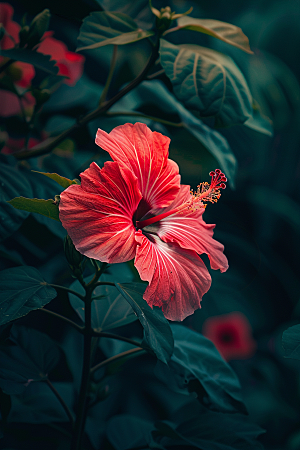 木槿花植物唯美摄影图