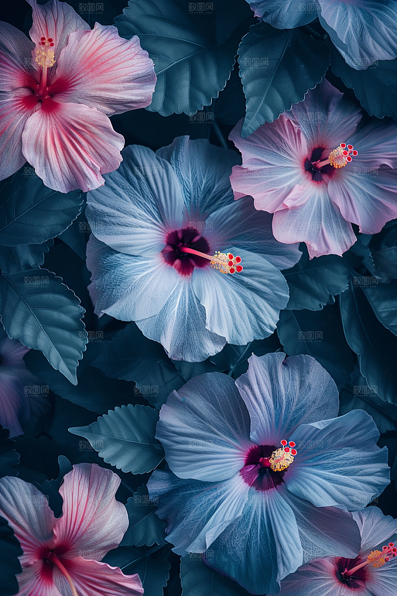 木槿花自然夏天摄影图