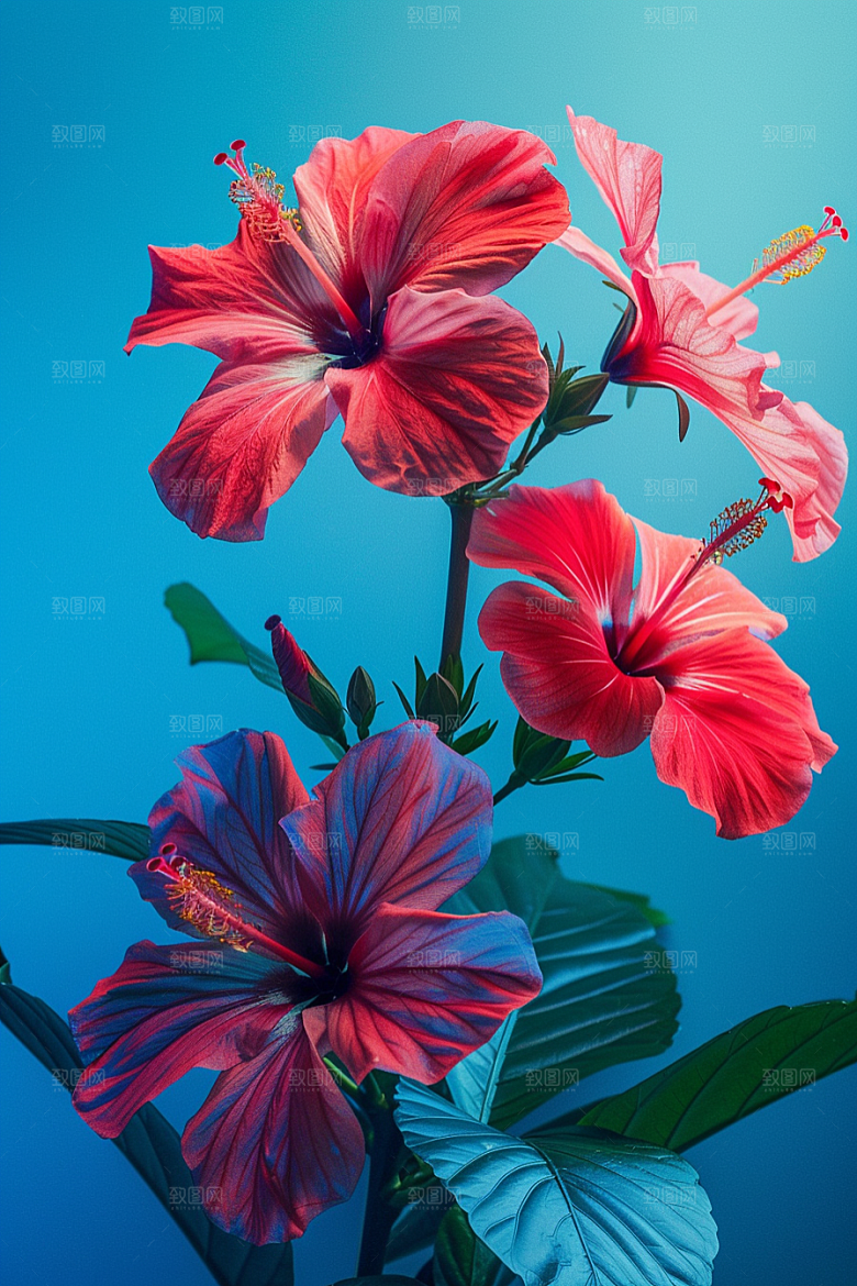 木槿花唯美花卉摄影图