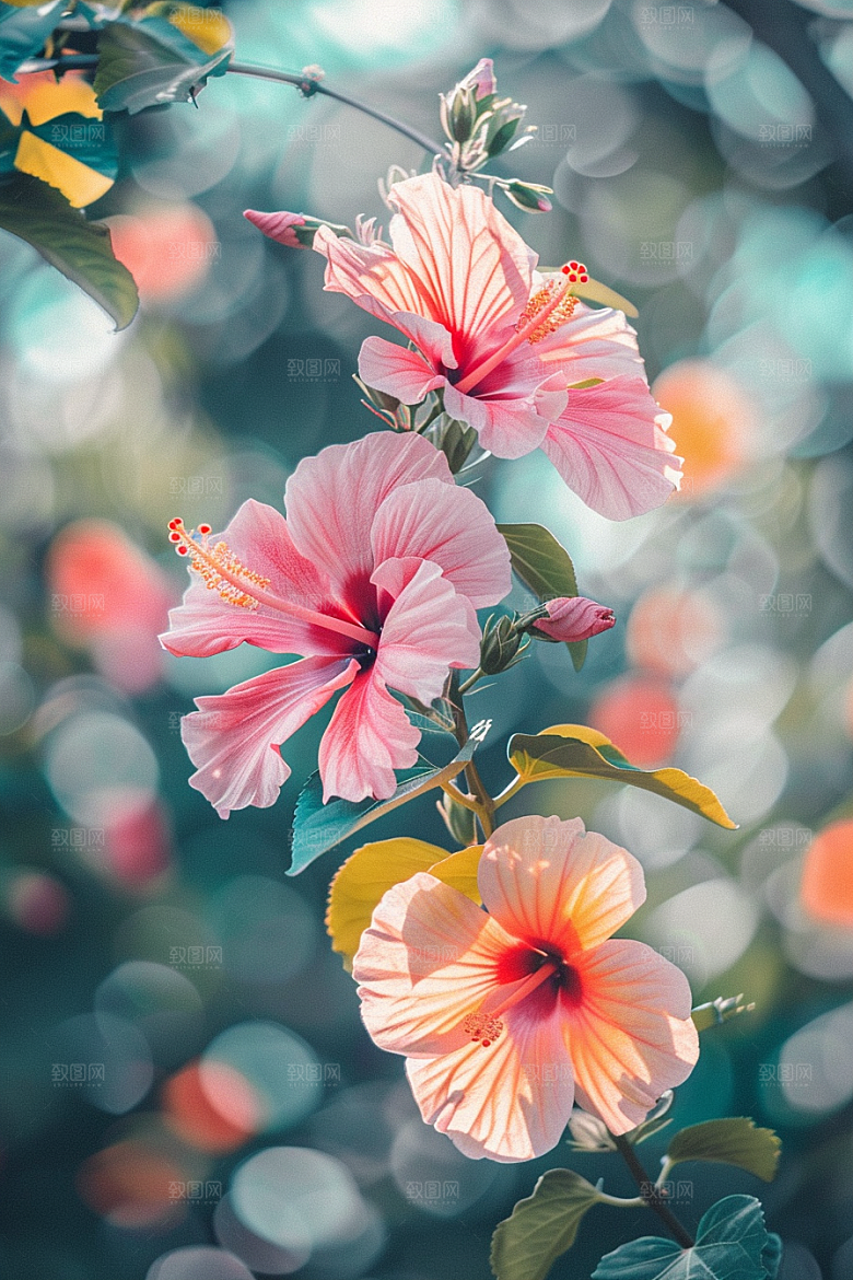 木槿花花朵清新摄影图