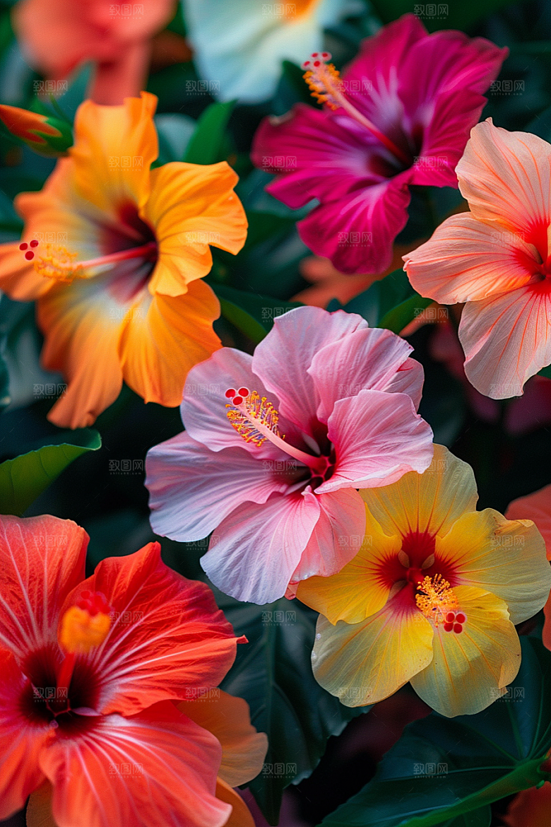 木槿花夏天花朵摄影图