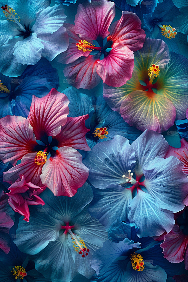 木槿花植物夏季摄影图