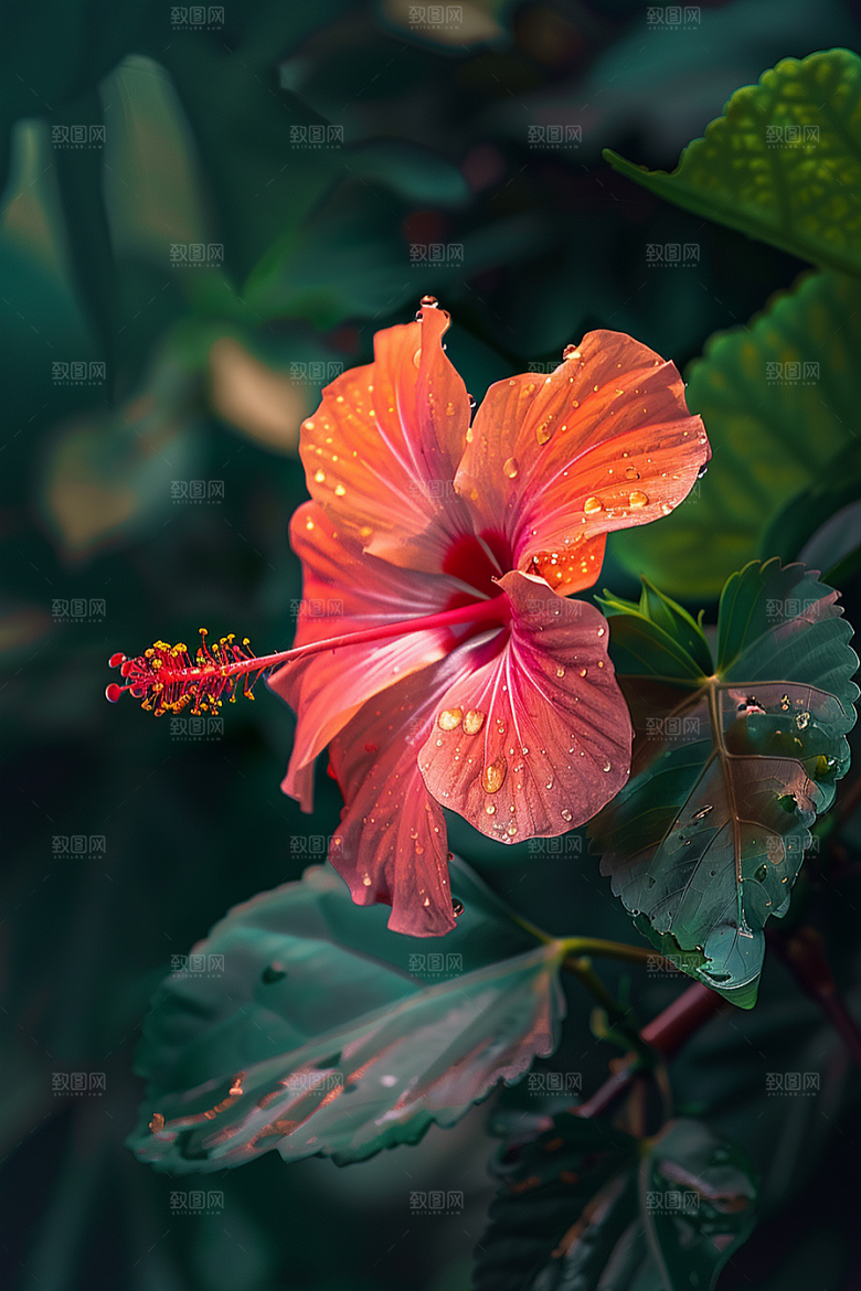 木槿花自然夏季摄影图