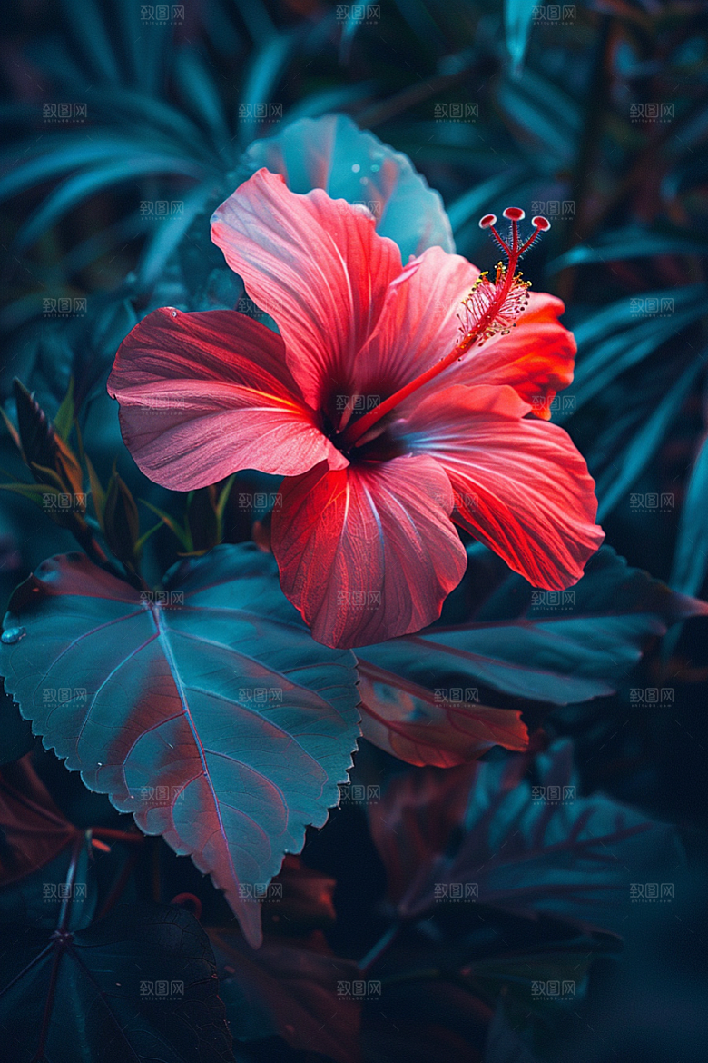 木槿花自然花卉摄影图