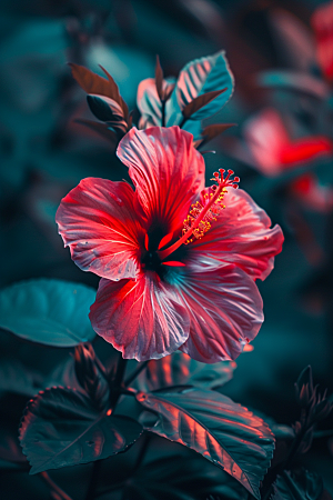 木槿花夏季自然摄影图