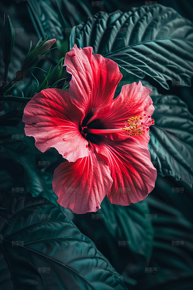 木槿花夏天彩色摄影图
