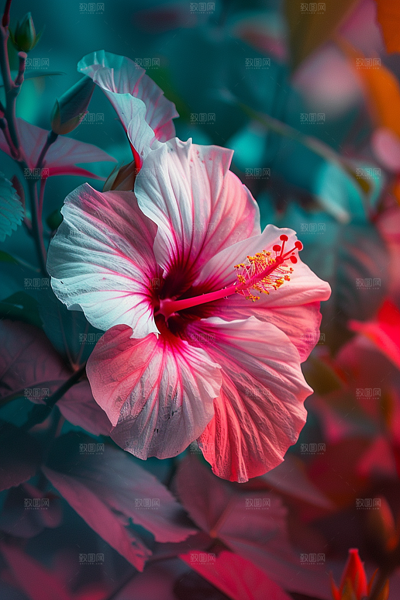 木槿花唯美夏季摄影图