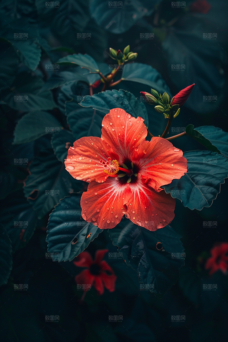 木槿花花卉夏季摄影图