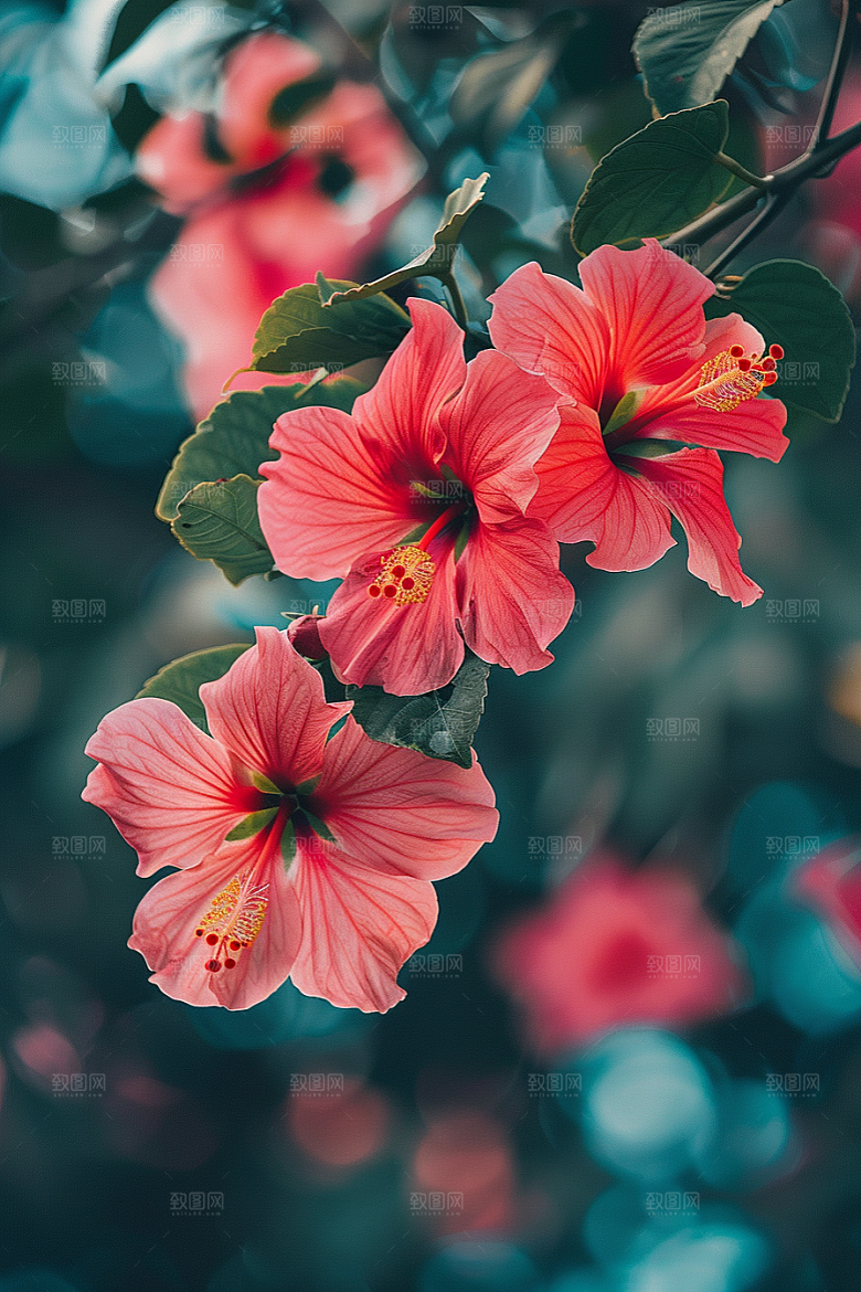 木槿花夏季唯美摄影图