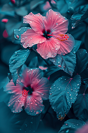 木槿花花卉夏天摄影图