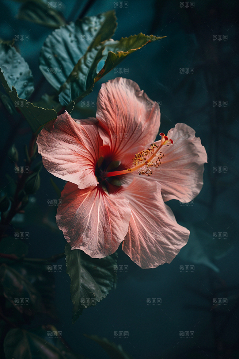 木槿花夏天唯美摄影图