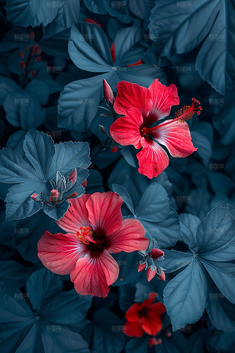 木槿花夏季彩色摄影图