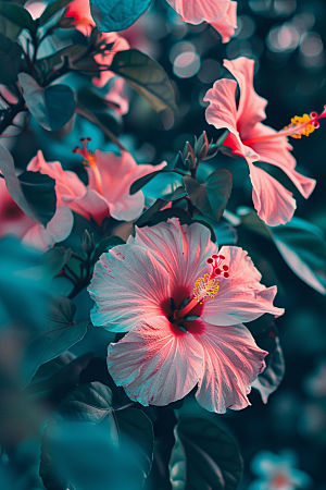 木槿花自然花卉摄影图