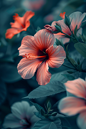木槿花花卉自然摄影图