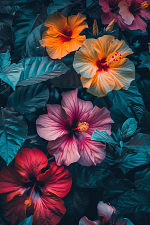 木槿花植物清新摄影图