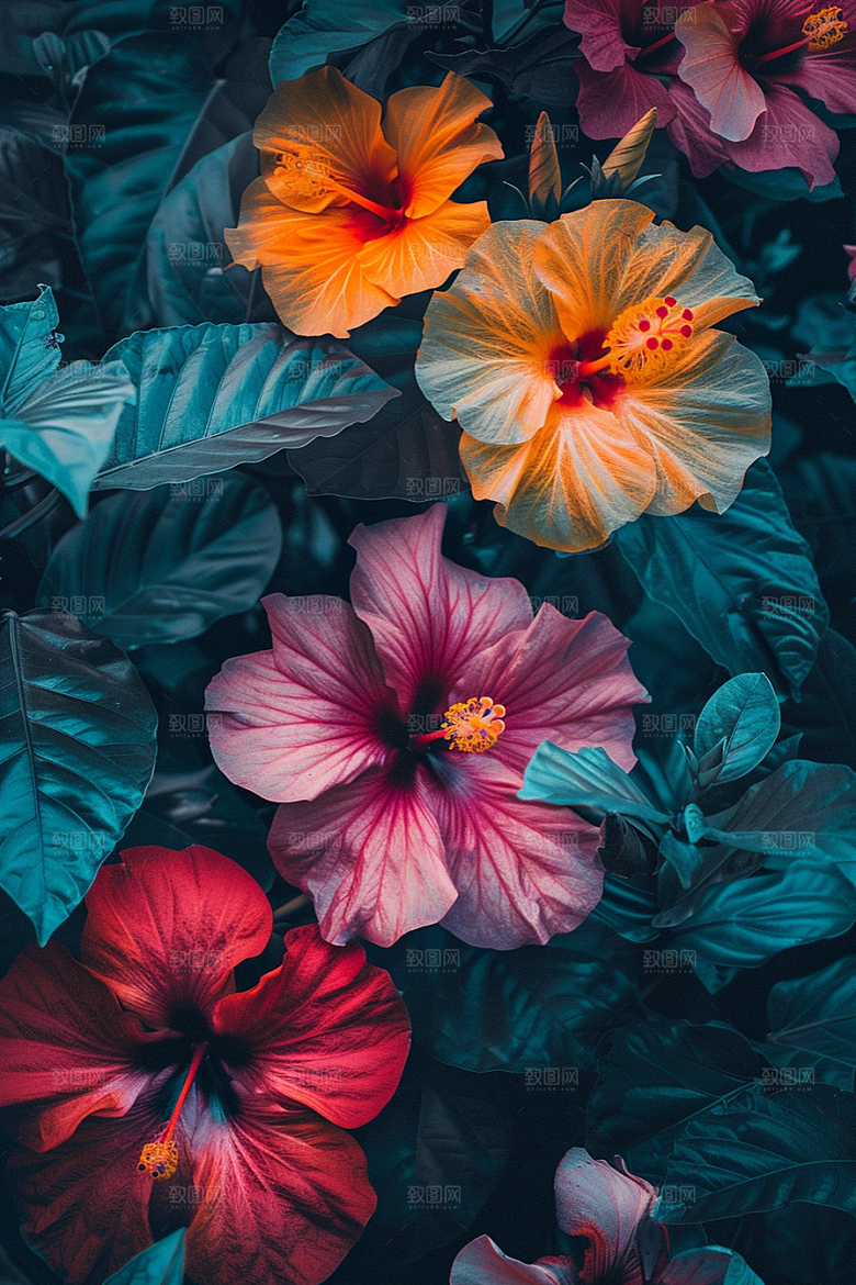 木槿花植物清新摄影图