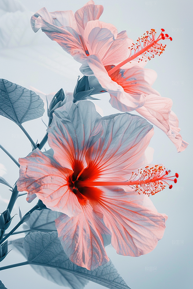 木槿花夏天花卉摄影图