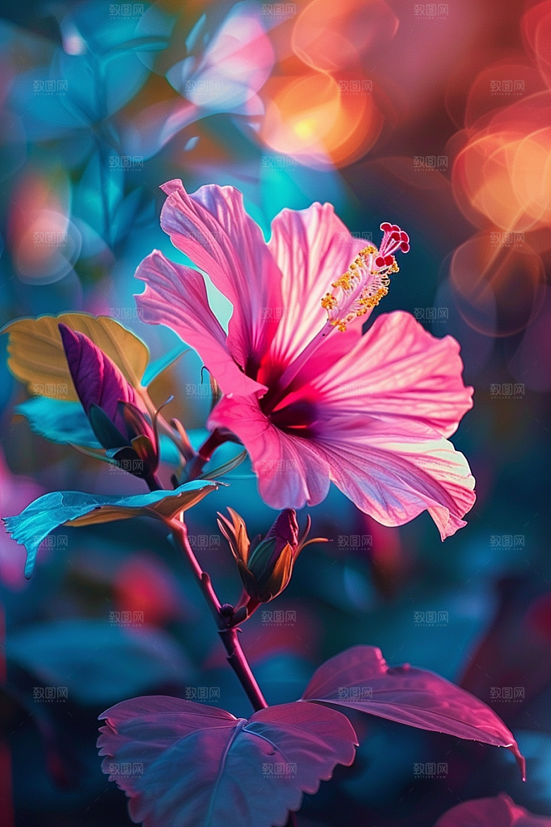 木槿花花朵夏天摄影图