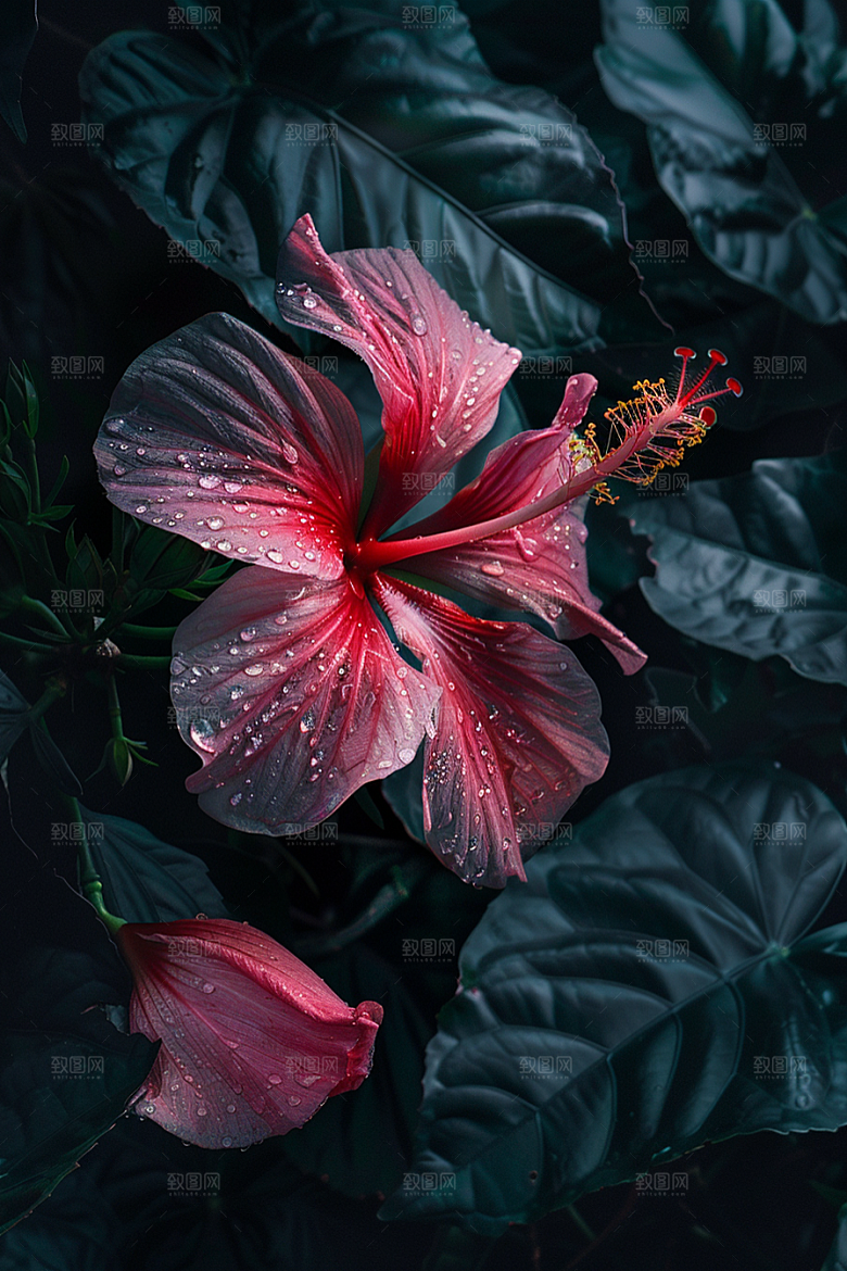 木槿花夏天唯美摄影图