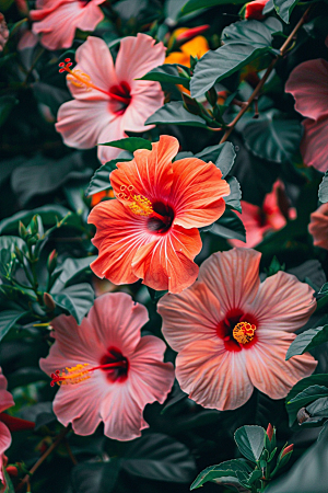 木槿花夏天植物摄影图